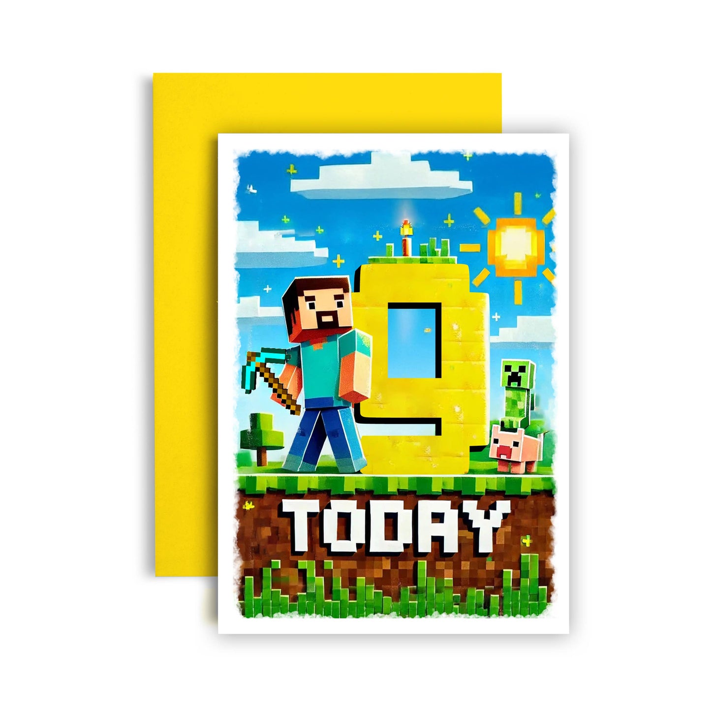 Minecraft Happy Birthday Today Age Birthday Gamer Card