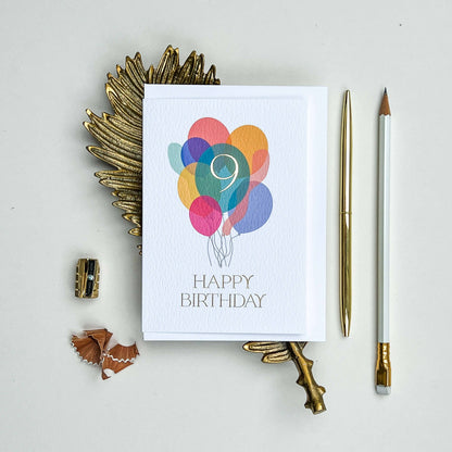 Ninth Birthday Balloon Bunch Card