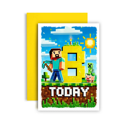 Minecraft Happy Birthday Today Age Birthday Gamer Card