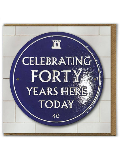 40th Birthday Milestone - Embossed Glossy Greetings Card