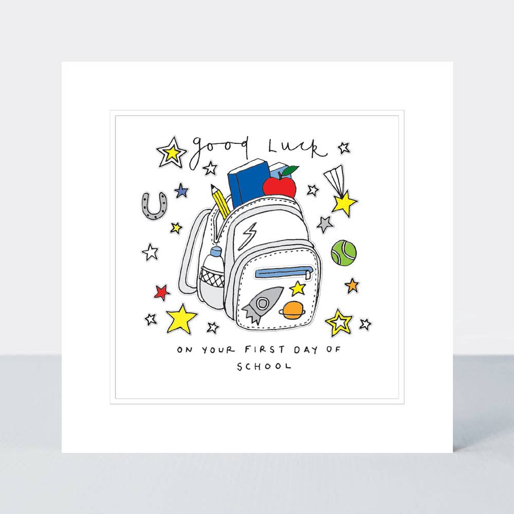 Pocket Rocket - Good Luck 1st Day- Rucksack Boy - Card