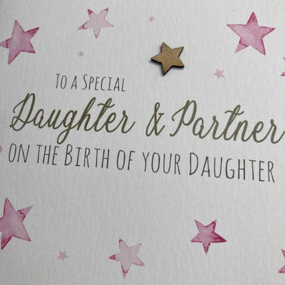 6 X Daughter & Partner - Birth of Daughter Pink Stars