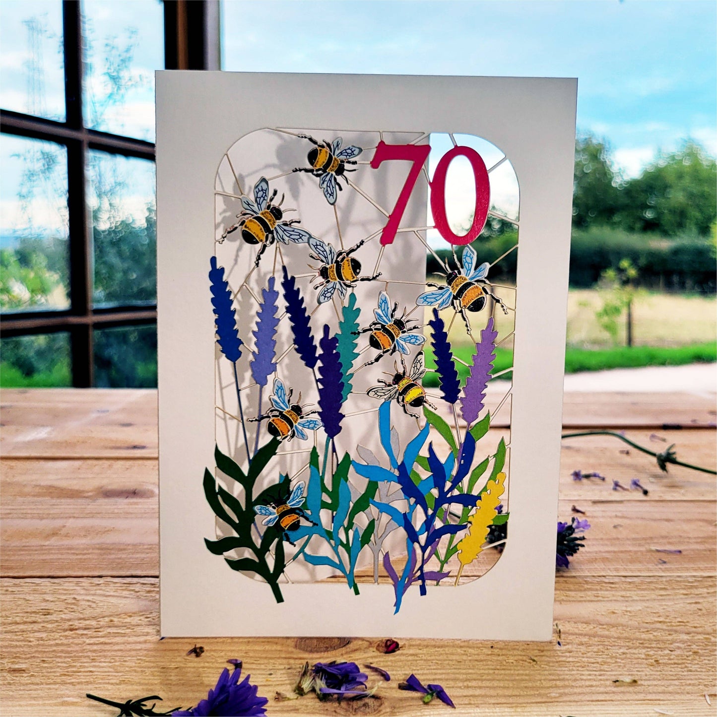 Age 70 Bee Design Birthday Card, 70TH Celebration