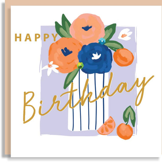 Birthday Bouquet Blooms Roses Hand-Finished Sequin Card