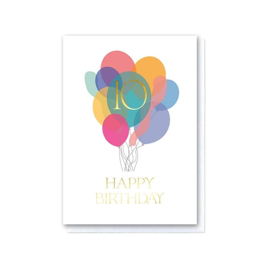 Tenth Birthday Balloon Bunch Card