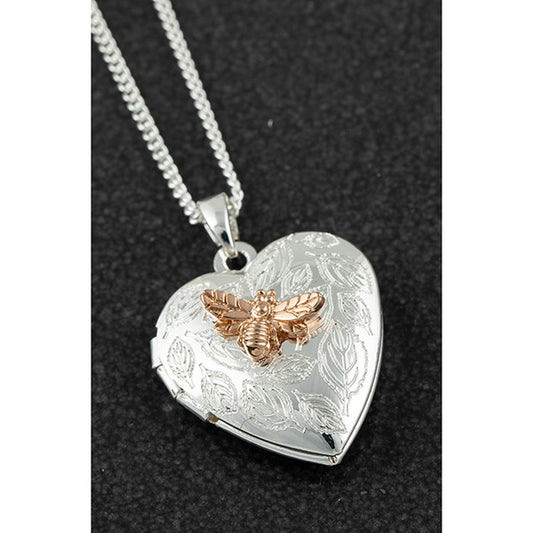 Polished Two Tone Heart Bee Locket