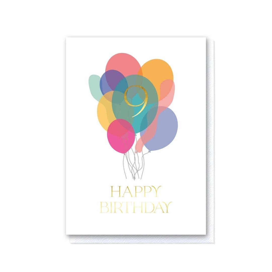 Ninth Birthday Balloon Bunch Card