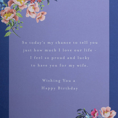 Birthday Card for Wife with Floral Design and Verse #4