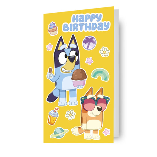 Bluey Birthday Card With Sticker Sheet Included