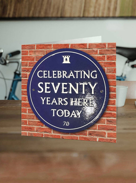 70th Birthday Milestone - Embossed Glossy Greetings Card