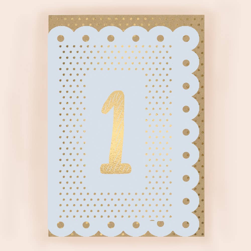 Age 1 Boy Card with Broderie Border