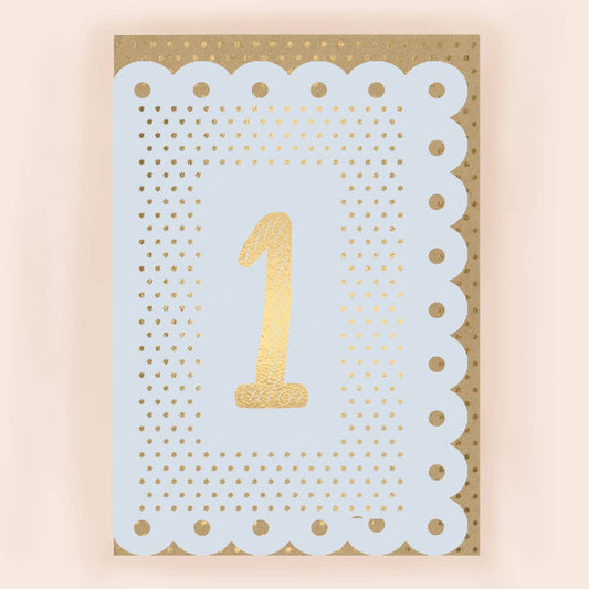 Age 1 Boy Card with Broderie Border