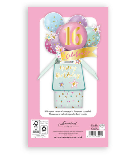 16th Balloons  - 3D Pop Up's Greeting Card - Second Nature