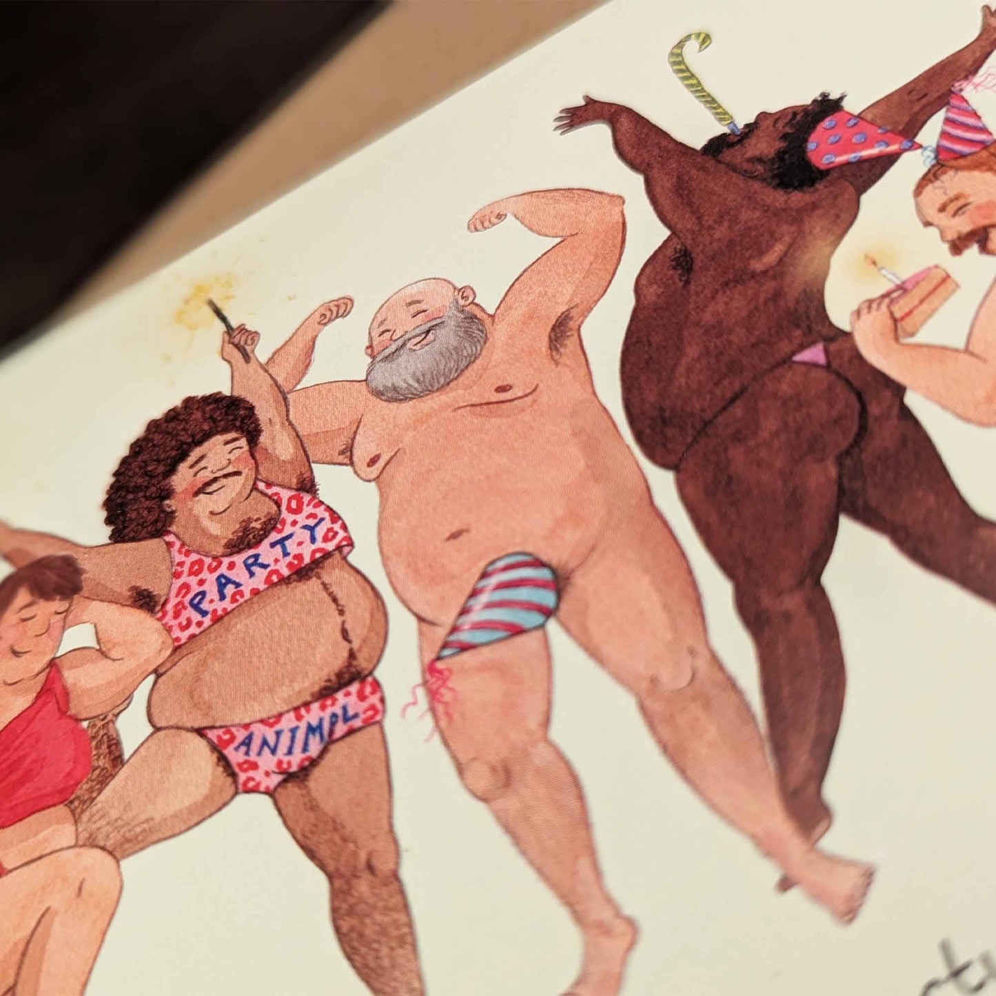 Funny Birthday men party animal card, Naughty Birthday card