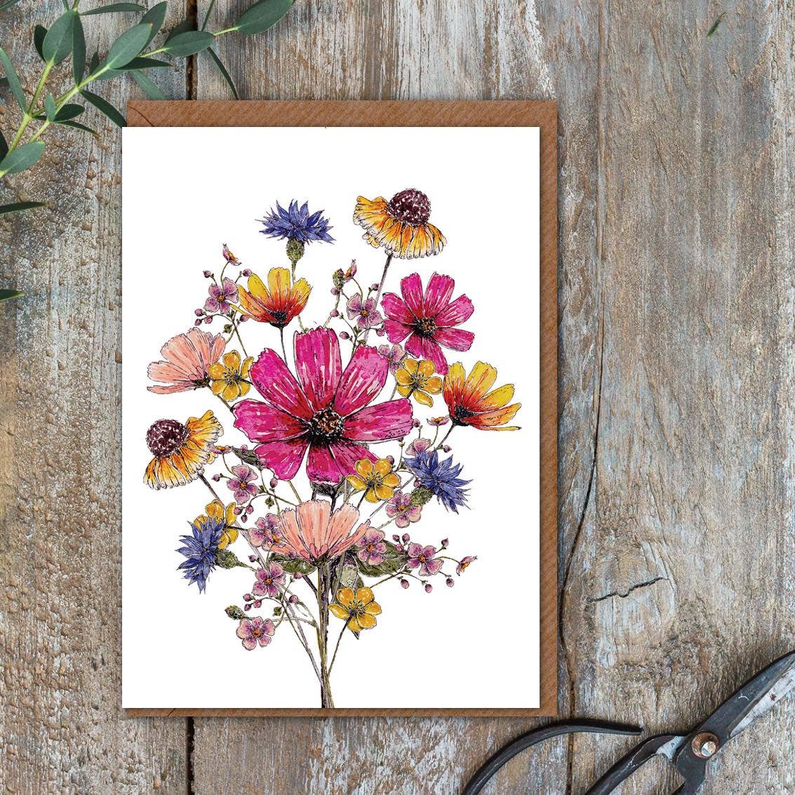 Pink Posy Card (Cello-Free)