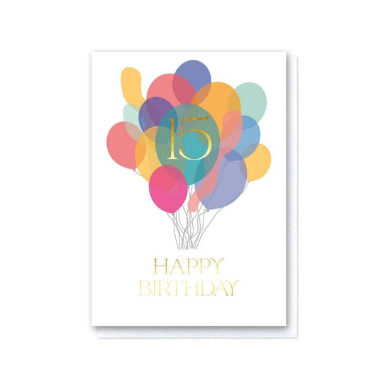 Fifteenth Birthday Balloon Bunch Card