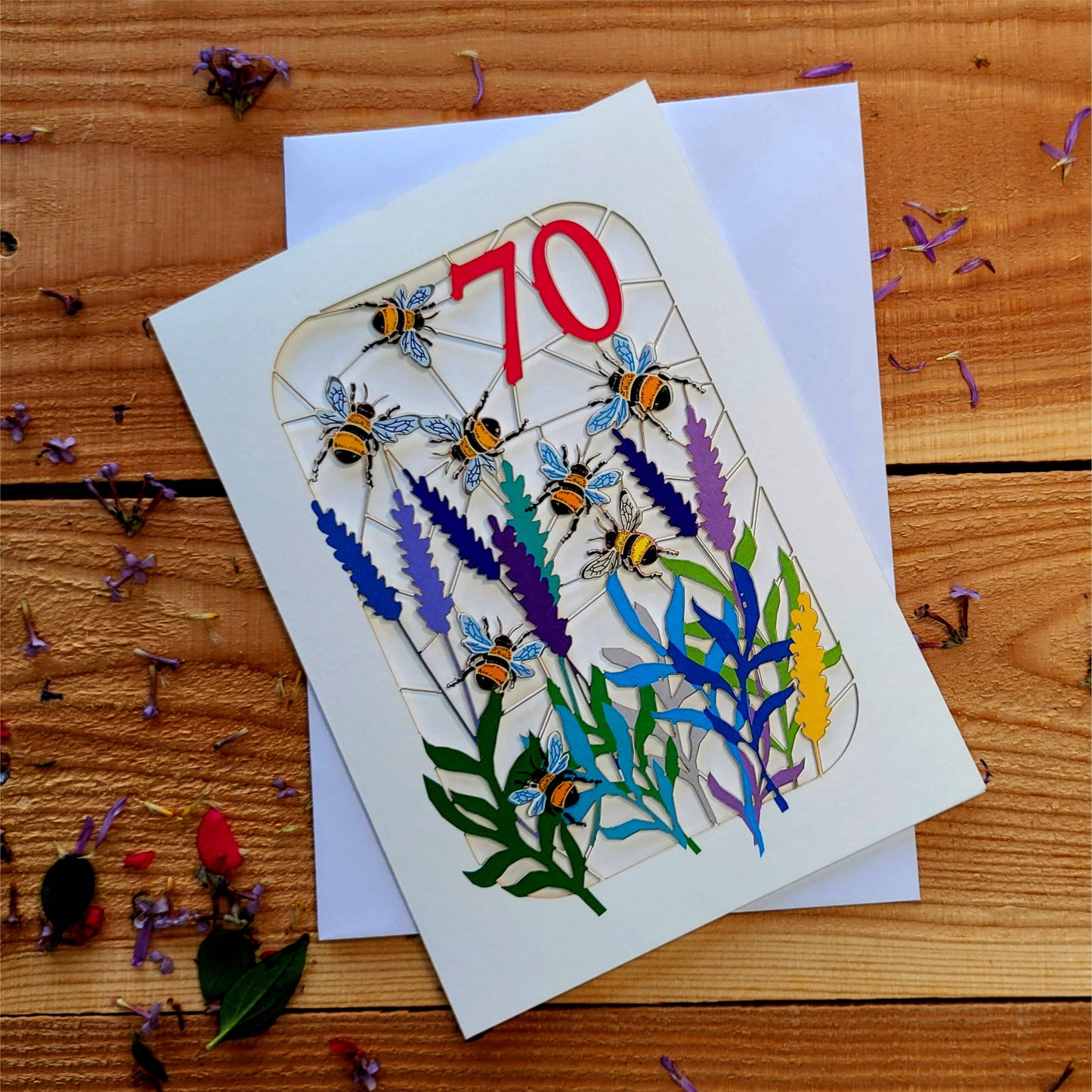 Age 70 Bee Design Birthday Card, 70TH Celebration