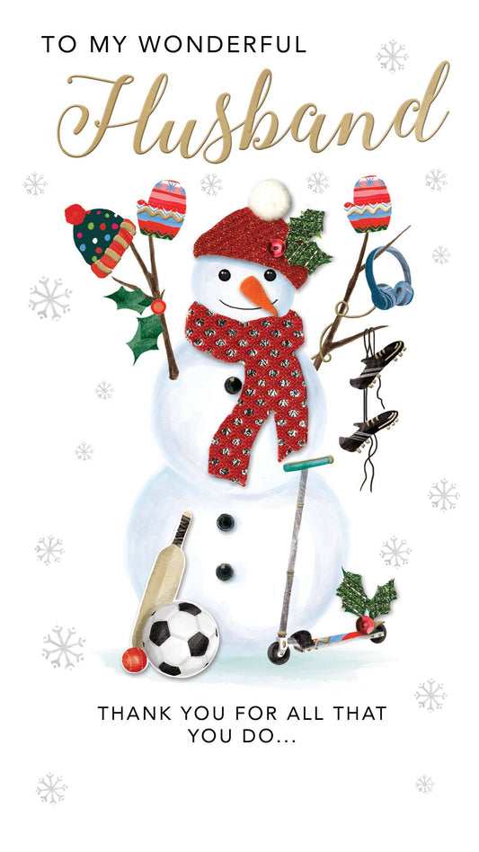 Husband - Snowman - Christmas Card - Champagne-Second Nature