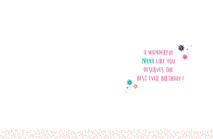 Birthday Card, Nana, Flowers On Peach