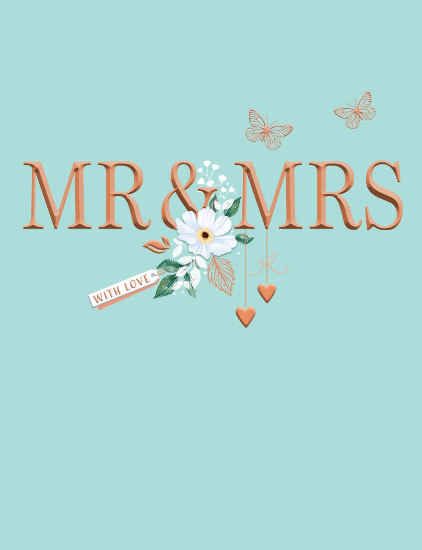 Wedding Card, Wedding, Mr & Mrs Hearts