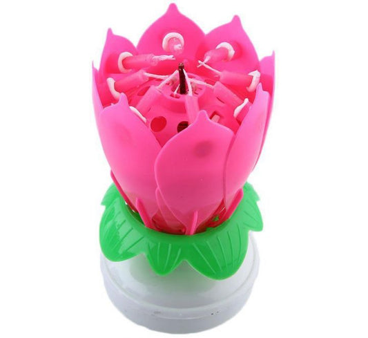 PINK LOTUS MUSICAL CANDLE