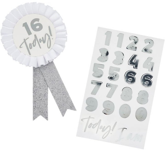 SILVER MILESTONE BIRTHDAY BADGE PERSONALISED