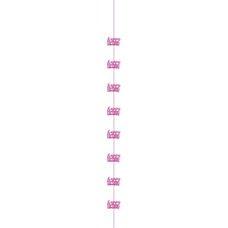 6PC 5FT GLITZ PINK HAPPY BIRTHDAY HANGING DECORATIONS