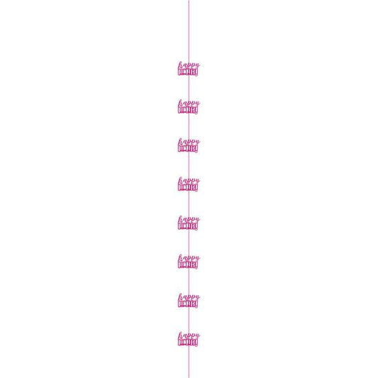 6PC 5FT GLITZ PINK HAPPY BIRTHDAY HANGING DECORATIONS