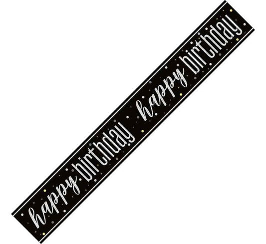 Glitz Black Happy Birthday Banner