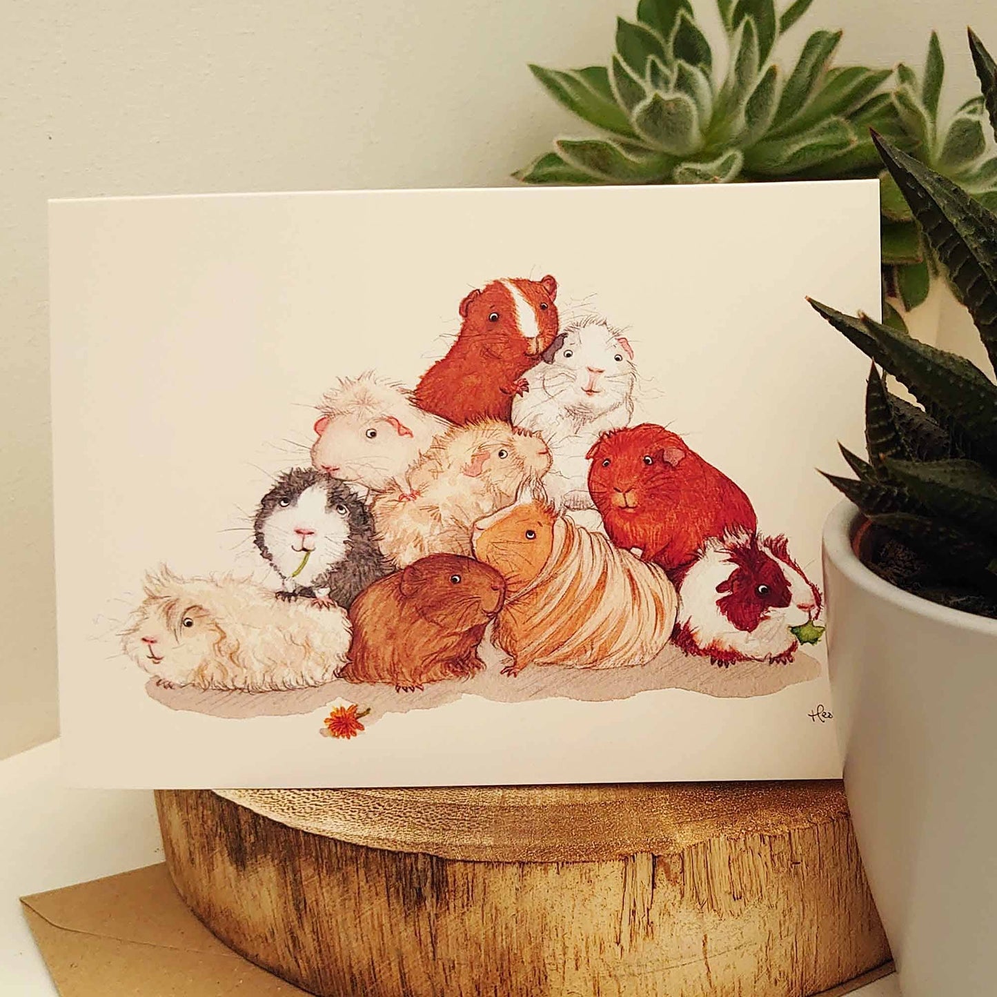 Guinea pig card, Cute Birthday card, Piggy card