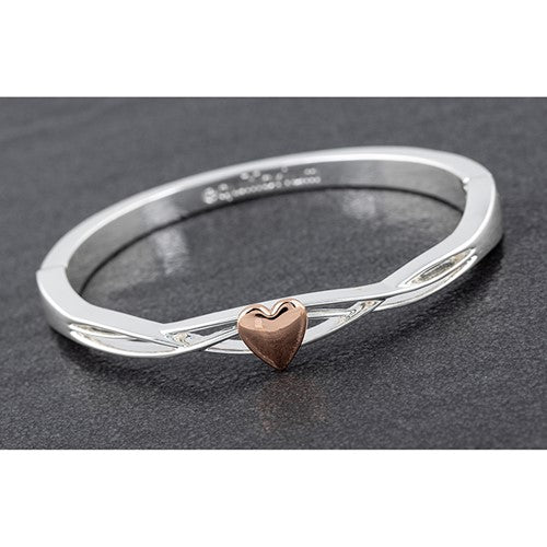 Polished Two Tone Contempary Heart Bangle