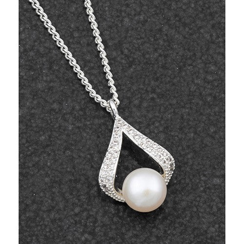 Suspended Fresh Water Pearl Silver Plated Necklace