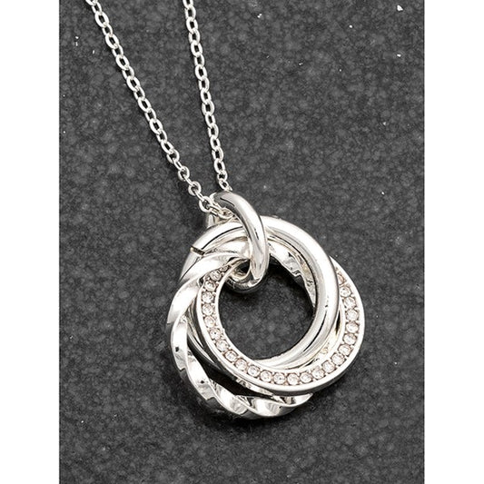 Triple Circles Silver Plated Necklace