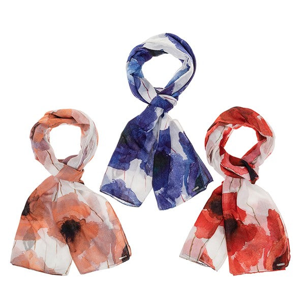 Watercolour Poppies Scarf