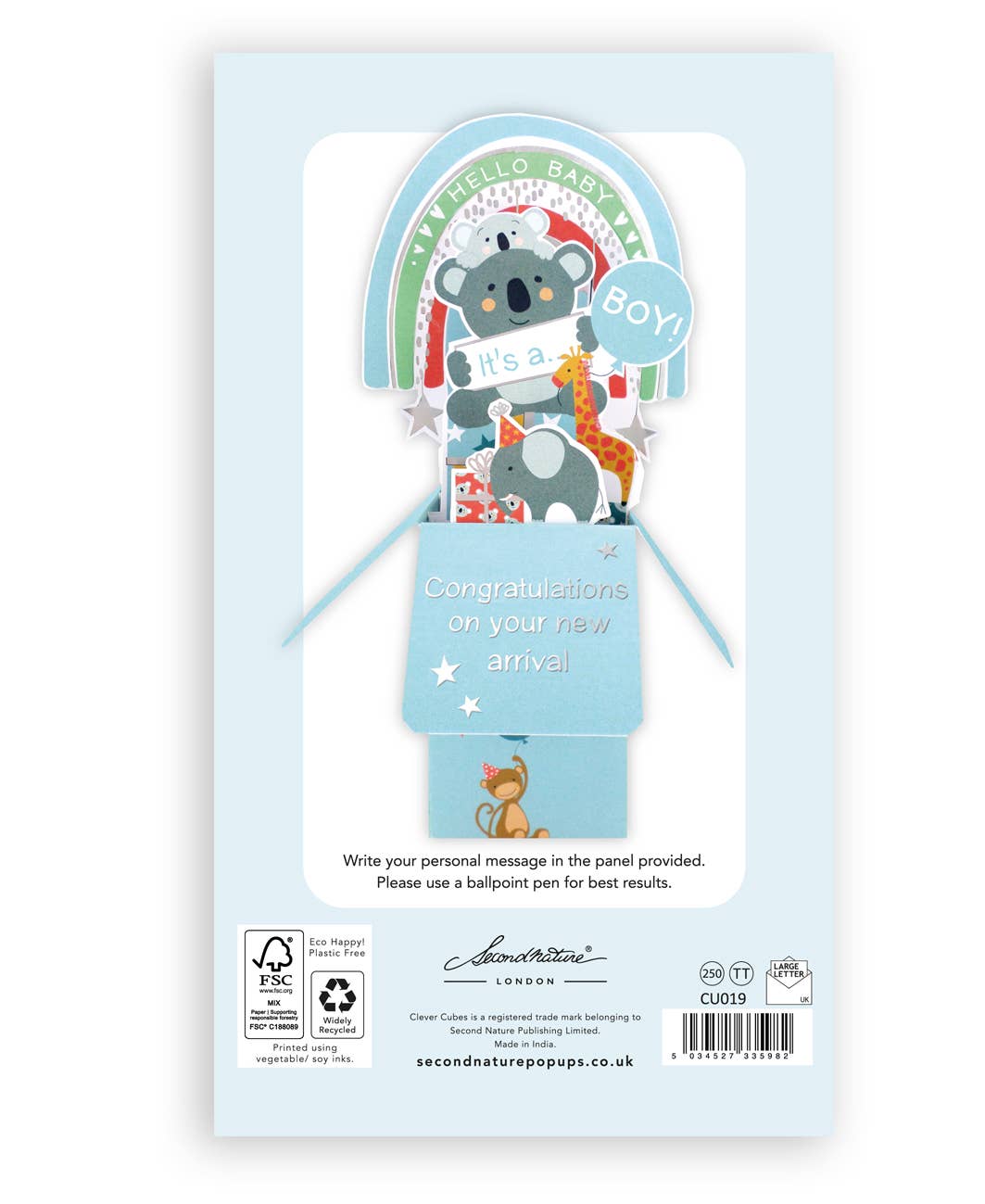 Baby Boy Koala - 3D Pop Up's Greeting Card - Second Nature