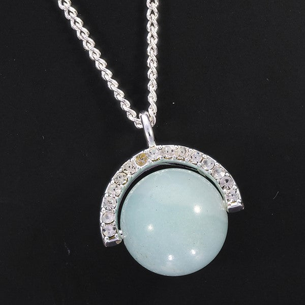Gem Stone Spinning Silver Plated Necklace Amazonite