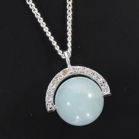 Gem Stone Spinning Silver Plated Necklace Amazonite
