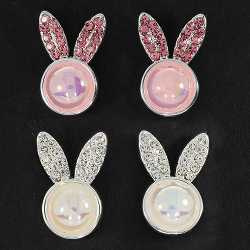Girls Sparkle Silver Plated Bunny Ear Earrings