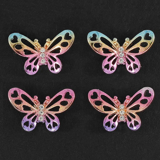 Girls Rainbow Butterfly Silver Plated Earrings