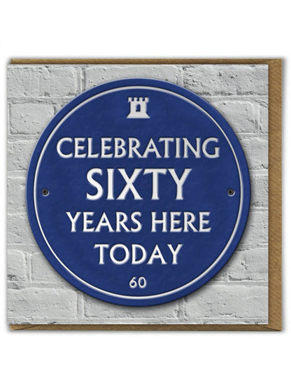 60th Birthday Milestone - Embossed Glossy Greetings Card