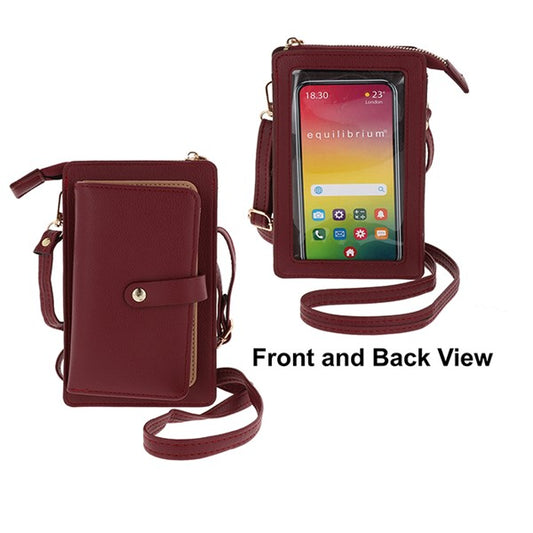Mobile Phone Bag With Credit Card Purse Burgundy