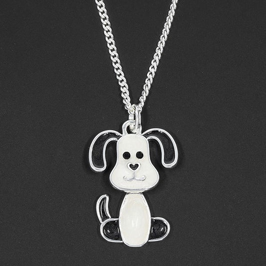 Girls Cute Moveable Dog Silver Plated Necklace