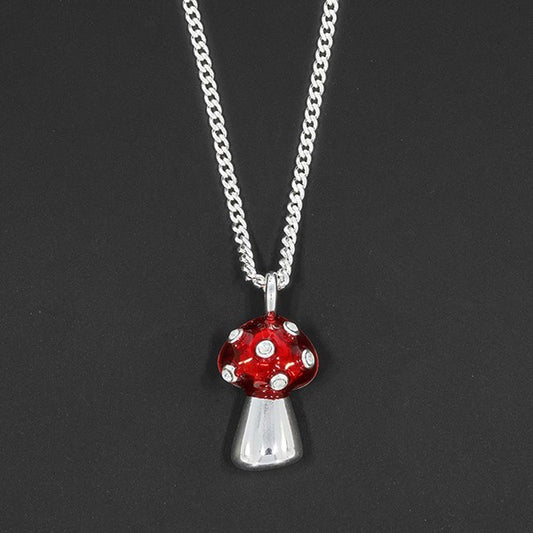 Girls Charming Toadstool Silver Plated Necklace