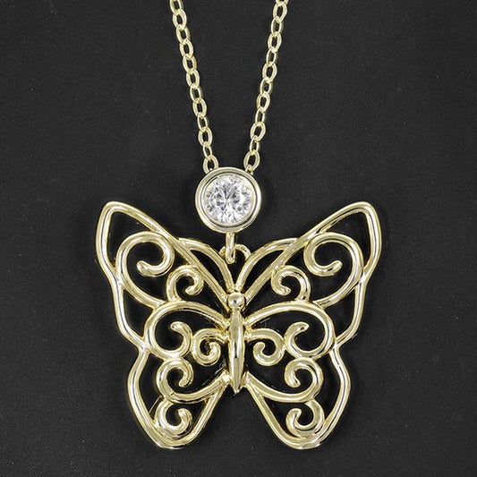 Filigree Gold Plated Butterfly Necklace