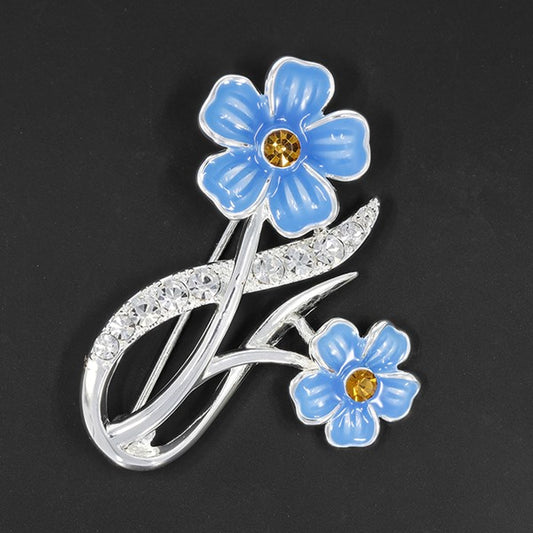 Forget Me Not Elegant Silver Plated Brooch