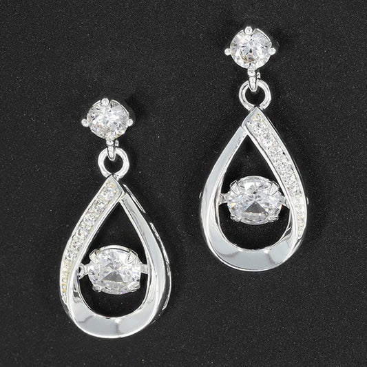 Moving Crystals S/Plated Sparkle Teardrop Earrings