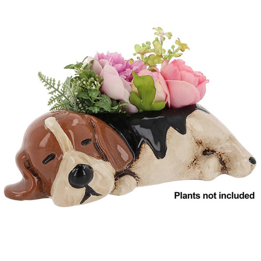 Village Pottery Top Dog Beagle Planter