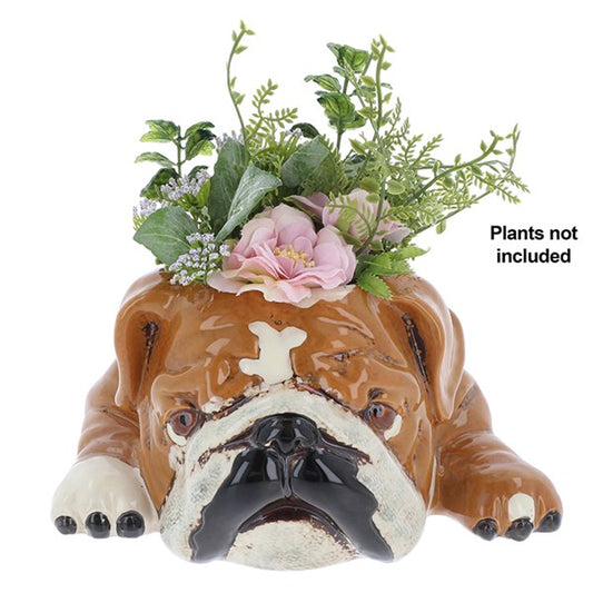 Village Pottery Top Dog Bulldog Planter