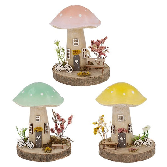Spring Folk Art Mushroom Cottage Large