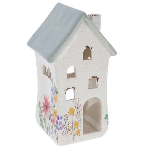 Garden House Tealight With Door Grey Large